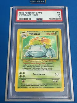 1999 Pokemon Base Set Venusaur Holo #15 PSA 5 EX - Image 1
