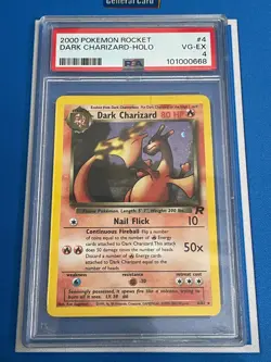 2000 Pokemon Team Rocket Dark Charizard #4 Holo PSA 4 - Image 1