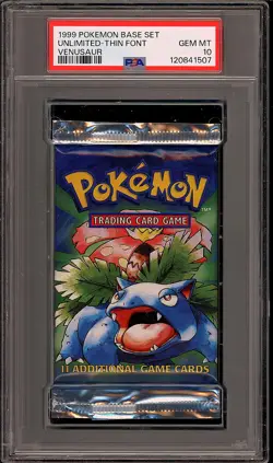 Pokemon 1999 WOTC Thin Font Base Set Venusaur Sealed Booster Pack GEM MT PSA 10 - Image 1