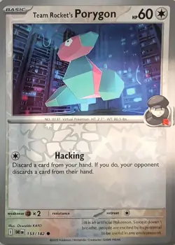 Team Rocket's Porygon 153/182 Common Destined Rivals Pokemon Reverse Holo NM - Image 1
