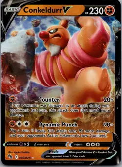Conkeldurr V 040/078 Holo V Rare Pokemon GO Pokemon Lightly Played - Image 1