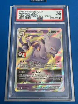 2023 Pokemon Play! Prize Pack Series 3 Mewtwo VSTAR #031 PSA 9 Mint - Image 1