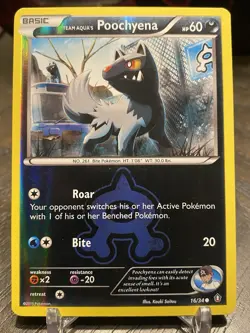 Team Aqua’s Poochyena 16/34 Reverse Holo Pokemon TCG Double Crisis LP - Image 1