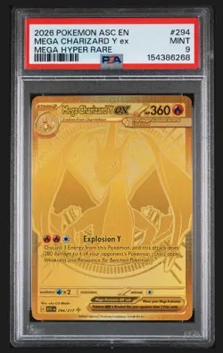 Pokemon Ascended Heroes Mega Charizard Y ex Mega Hyper Rare 294/217 GOLD PSA 9 - Image 1