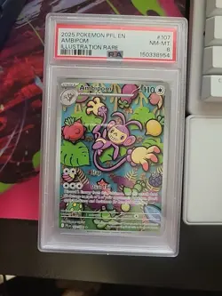Pokemon Phantasmal Flames # 107 Ambipom Illustration Rare PSA 8 Trusted Seller! - Image 1