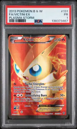 2013 POKEMON B&W PLASMA STORM #131 FULL ART/VICTINI EX PSA 1 - Image 1