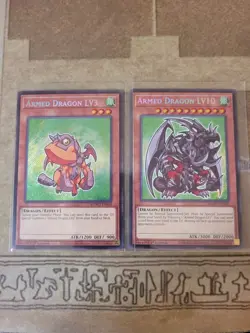 YUGIOH ARMED DRAGON LV3 + ARMED DRAGON LV10 MZMU SECRET 1ST ED NM CHIBI - Image 1