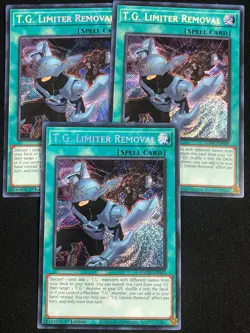 YUGIOH T.G. LIMITER REMOVAL AGOV-EN049 1ST SECRET X3 NM - Image 1