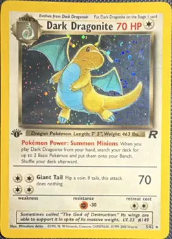 Pokemon Dark Dragonite 1st Edition Holo Rare 5/82 Team Rocket 70 HP Card - Image 1