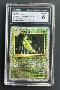 CGC 6 Metapod 54/110 Legendary (collection) Reverse Holo Pokemon Card - Image 1