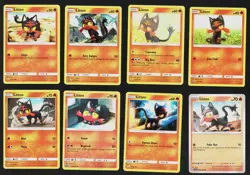 Litten Pokemon Card Collection Set of 8 English Cards Rare Cute Fire Type - Image 1