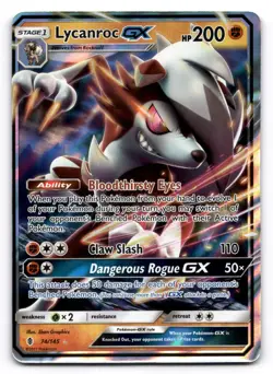 Lycanroc GX NM Guardians Rising 74/145 MTG Pokemon TCG Ultra Rare - Image 1