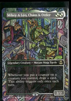 Mikey & Leo, Chaos & Order - Borderless R 0200 MTG Teenage Mutant Ninja Turtles - Image 1