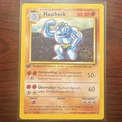 Pokemon Maschock 34/102 Base Set 1st Edition Uncommon German Card - Image 1