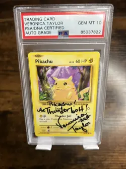 Pikachu Evolutions Pokemon Signed Veronica Taylor PSA Auto 10 Use Thunderbolt! - Image 1
