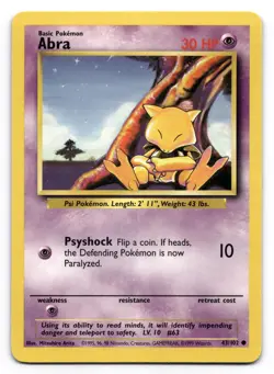 Abra LP 43/102 Unlimited Base Set Pokemon Common - Image 1