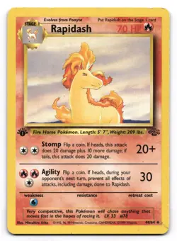 Rapidash MP 44/64 1st Edition Jungle Pokemon Uncommon - Image 1