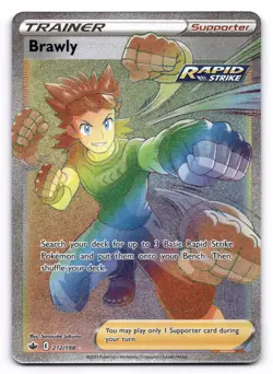 Brawly NM Rainbow Secret Chilling Reign 212/198 Pokemon TCG Holo - Image 1