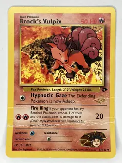 Brock's Vulpix HP DMG W Stamp 37/132 Gym Challlenge WOTC Promo Pokemon TCG Reg - Image 1