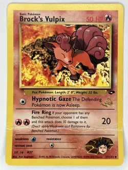 Brock's Vulpix HP DMG W Stamp 37/132 Gym Challlenge WOTC Promo Pokemon TCG Reg - Image 1