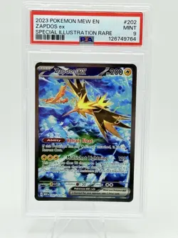 2023 POKEMON MEW EN ZAPDOS ex SPECIAL ILLUSTRATION RARE #202 PSA 9 - Image 1
