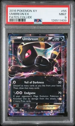 2016 Pokemon Umbreon EX 55/124 XY Fates Collide PSA 9 Ultra Rare Holo ENG - Image 1
