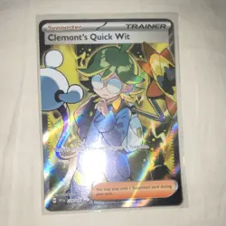 POKEMON CLEMONT'S QUICK WIT 229/191 SV08 ULTRA RARE HOLO TRAINER - Image 1