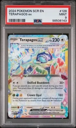 TERAPAGOS EX PSA 9 MINT #128 2024 Pokemon Scarlet & Violet Stellar Crown SCR EN - Image 1