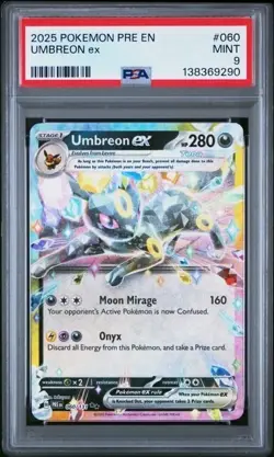 UMBREON EX #060 PSA 9 • 2025 POKEMON PRE EN-PRISMATIC EVOLUTIONS - Image 1