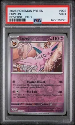 ESPEON #033 PSA 9 2025 Pokemon Pre En-Prismatic Evolution Poke Ball Reverse Holo - Image 3