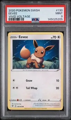 EEVEE #130 PSA 9 • 2020 POKEMON SWSH VIVID VOLTAGE MINT - Image 1