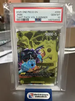 2025 ONE PIECE TOURNAMENT PACK VOL.3 WINNER #055 JINBE PSA 10 - Image 1