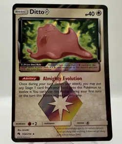 Pokemon Ditto Prism Star Lost Thunder 154/214 Trading Card NM - Image 1