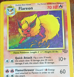 Pokemon Flareon Jungle 3/64 Holo Rare Unlimited Stage 1 HP 70 TCG Card - Image 1