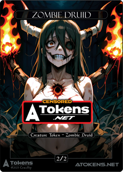 Zombie Druid Token 2/2 – Black Zombie Druid For MTG *Censored - Image 1