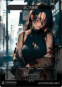 Zombie Token 2/2 Menace – Black Zombie For MTG - Image 1