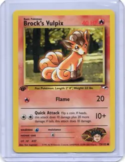 Pokemon Card - Brock’s Vulpix - 73/132 - Gym Heroes 1st Edition - 2000 - Image 1
