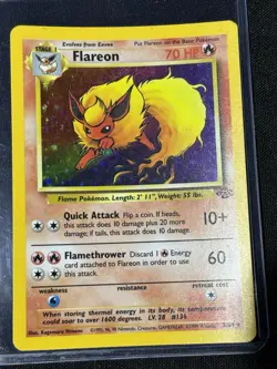 Pokemon Flareon Jungle 3/64 Holo Unlimited Holo Rare 70 HP Stage 1 Card 1999 - Image 1