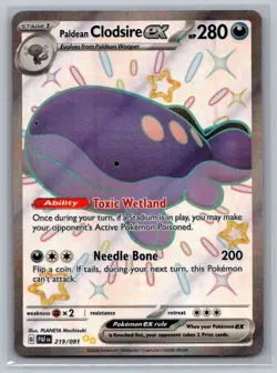 Paldean Clodsire ex 219/091 Shiny Ultra Rare Paldean Fates Pokemon Near Mint - Image 1