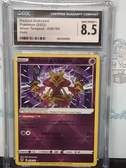 Pokemon 2022 Silver Tempest Radiant Alakazam Graded Cgc Nm 8.5 Holo 059/195 Card - Image 3