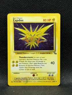 Pokemon 15/62 - Zapdos - Fossil Set - Holo - NM - Image 1