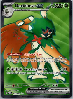 Decidueye ex 100/088 ME03: Perfect Order Pokemon TCG Ultra Rare NM - Image 1