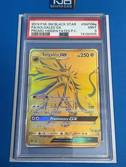 2019 Pokemon SM Black Star Promo Solgaleo GX #SM104a Gold Full Art PSA 9 - Image 1