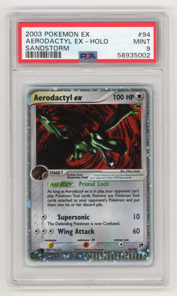 2003 POKEMON EX SANDSTORM #94 AERODACTYL EX-HOLO PSA 9 - Image 1