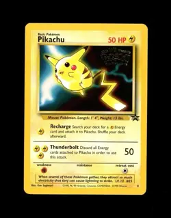 1999 WOTC Pokemon BLACK STAR MOVIE PROMO PIKACHU #4 FIRST MOVIE LP- - Image 1