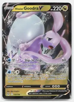 Hisuian Goodra V 135/196 Holo V Rare Lost Origin Pokemon Near Mint - Image 1