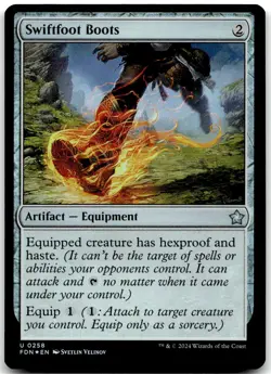 MTG Swiftfoot Boots Foundations FDN #258 uncommon Foil NM - Image 1