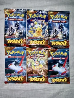 Lot of 6 Packs Pokemon TCG Scarlet and Violet Surging Sparks Booster Sealed - Image 1