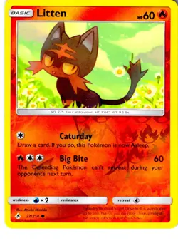 Litten 27/214 Common Unbroken Bonds Pokemon Reverse Holo Lightly Played - Image 1