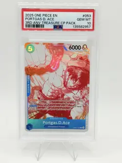 2025 ONE PIECE 3RD ANNIVERSARY! TREASURE CAMPAIGN PACK PORTGAS D. ACE PSA 10 - Image 1